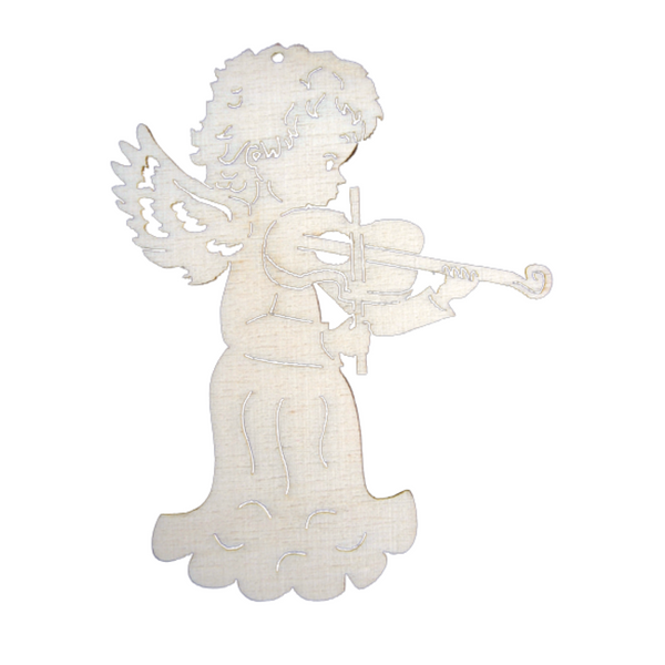 Angel with Violin Wood Ornament by Wandera GmbH