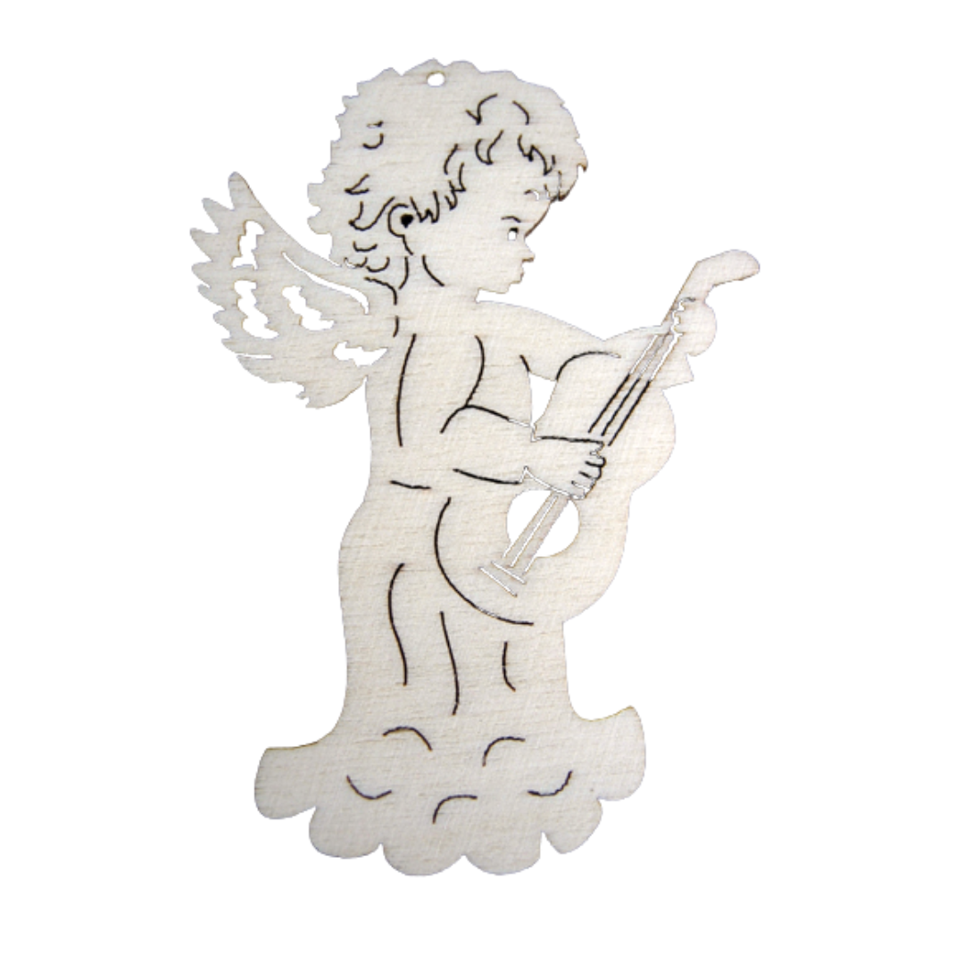Angel with Guitar Wood Ornament by Wandera GmbH