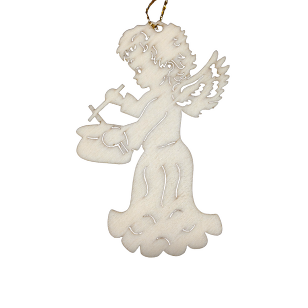 Angel with Drum Wood Ornament by Wandera GmbH