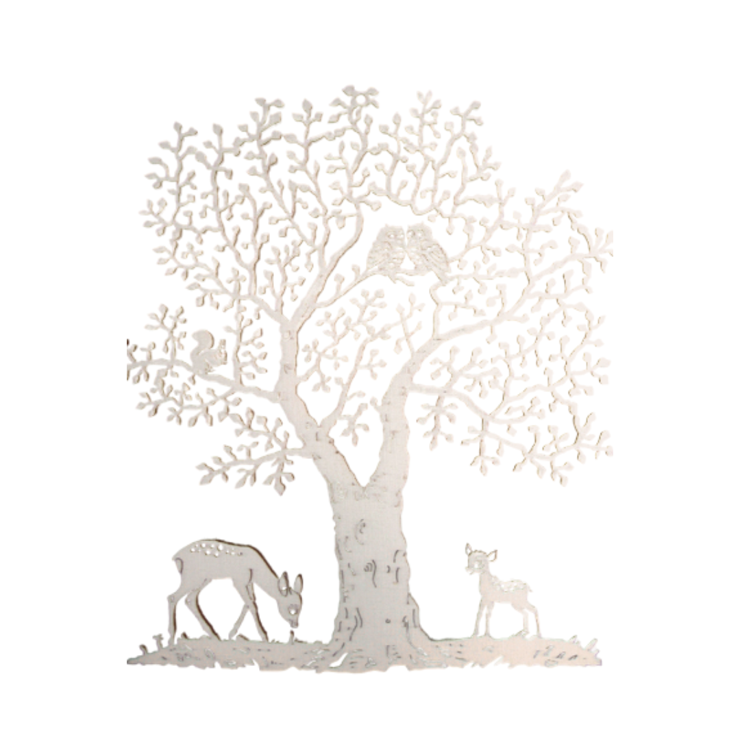Deer under Tree, Window or Wall Hanging Wood Ornament by Wandera GmbH