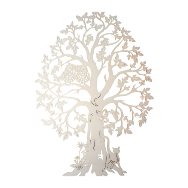 Owls in Tree Window or Wall Hanging Wood Ornament by Wandera GmbH