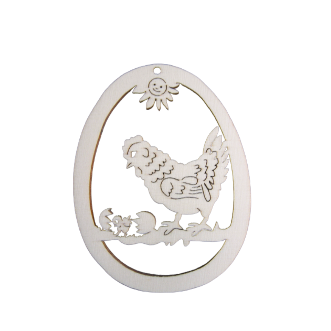 Hen with Chick Wood Ornament by Wandera GmbH