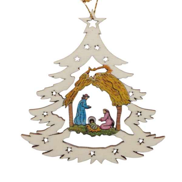 Nativity in Tree Wood Ornament by  Wandera GmbH