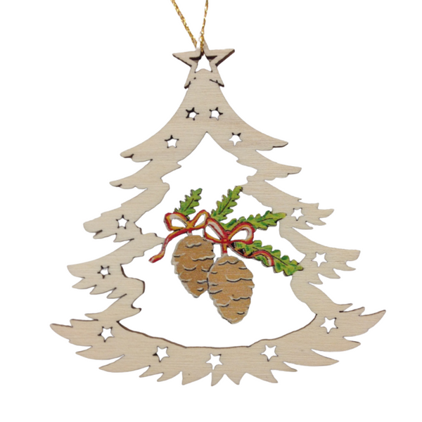 Tree with Pinecone Wood Ornament by  Wandera GmbH