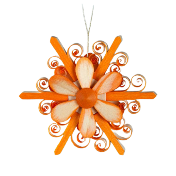 Hanging Star with Blossom, orange by Martina Rudolph
