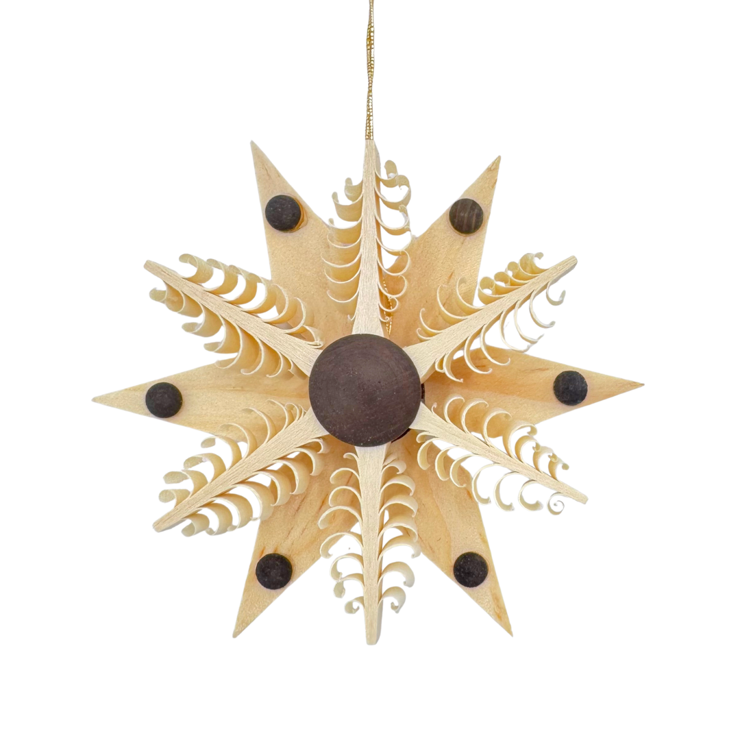 Pine Star with 6 flat tree center, 8cm, natural, brown center by Martina Rudolph