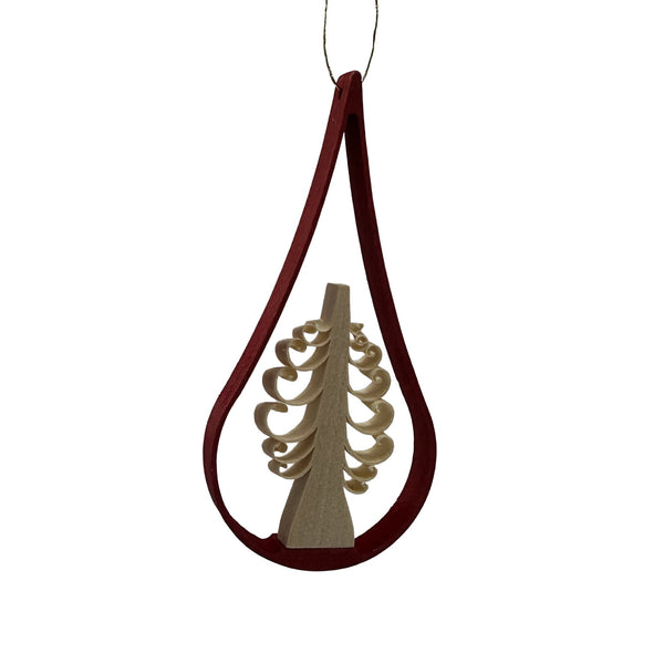 Teardrop with curled wood flat tree, red by Kai Rudolph