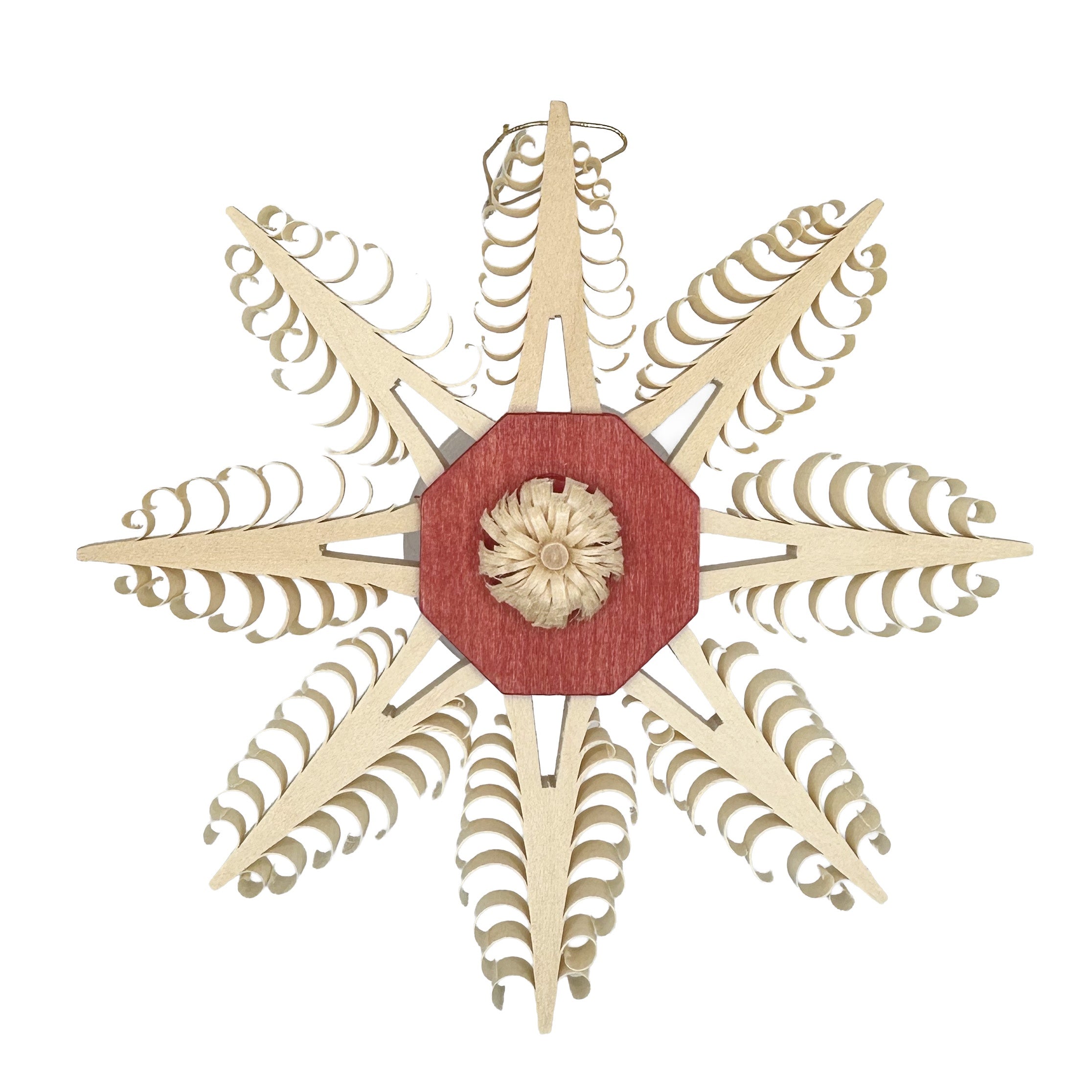 Curled Wood Star, 8 flat trees, shrub center, red by Kai Rudolph