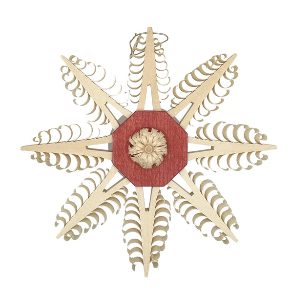 Curled Wood Star, 8 flat trees, shrub center, red by Kai Rudolph