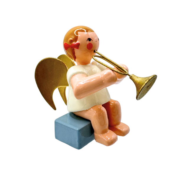 Angel with Trumpet, blonde, sitting by Ulmik