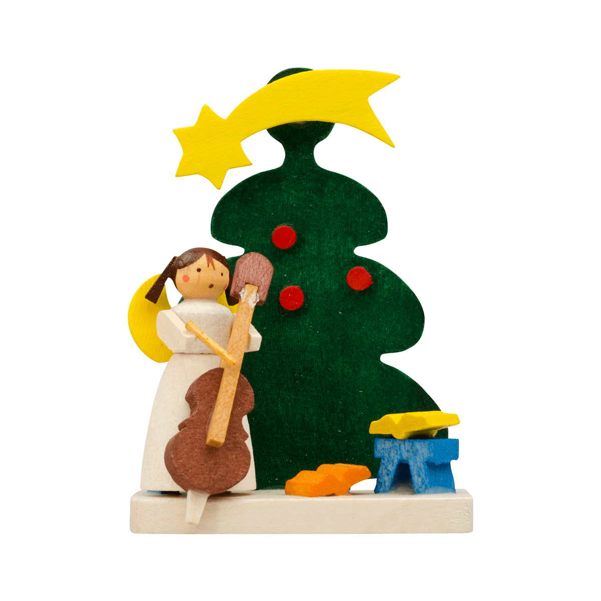 Green Tree with Angel Ornament by Graupner Holzminiaturen