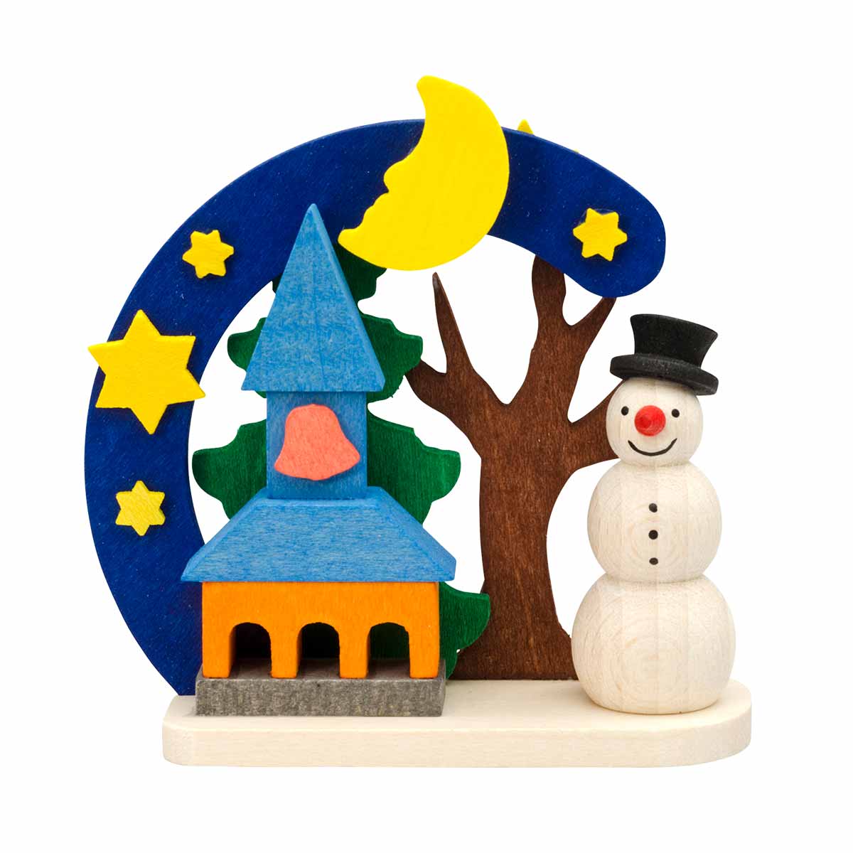 Snowman Under Star Arch Ornament by Graupner Holzminiaturen