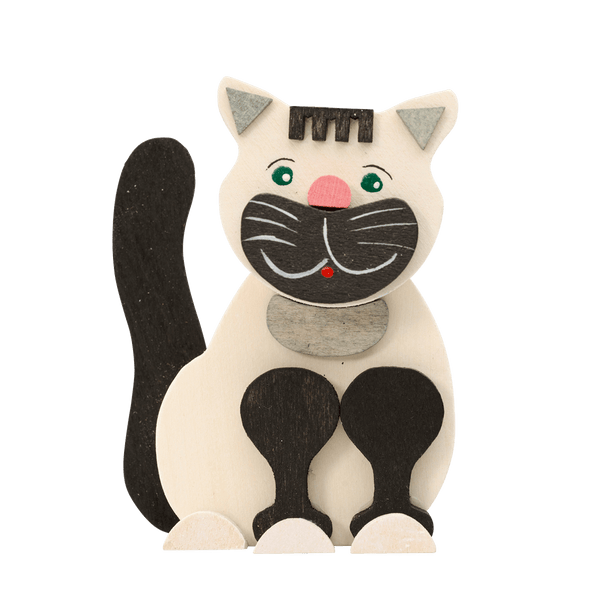 Kitty Cat on Clip Ornament by Graupner Holzminiaturen