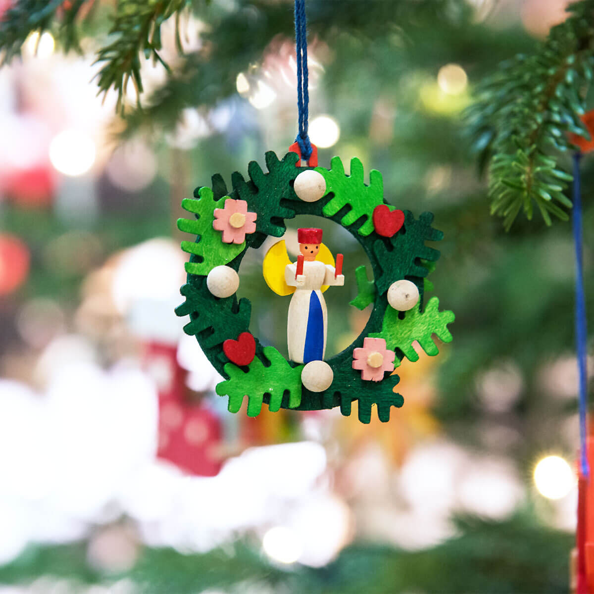 Advent Wreath with Angel Ornament by Graupner Holzminiaturen