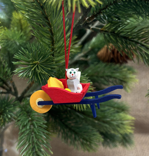 Wheelbarrow with animal Ornament by Graupner Holzminiaturen