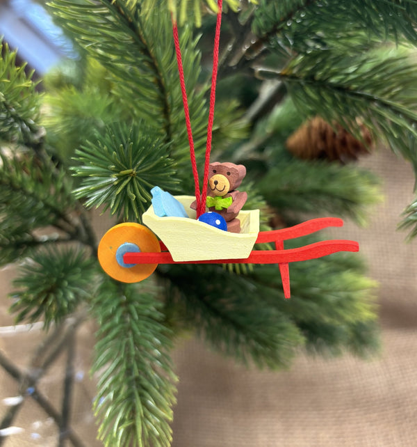 Wheelbarrow with animal Ornament by Graupner Holzminiaturen