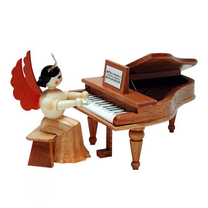 Angel Playing the Piano Wood Figurine by Kuhnert GmbH