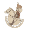 Wooden layered ornamentsw depicting erzgebirge figure of a nutcracker on a rocking horse by Kuhnert
