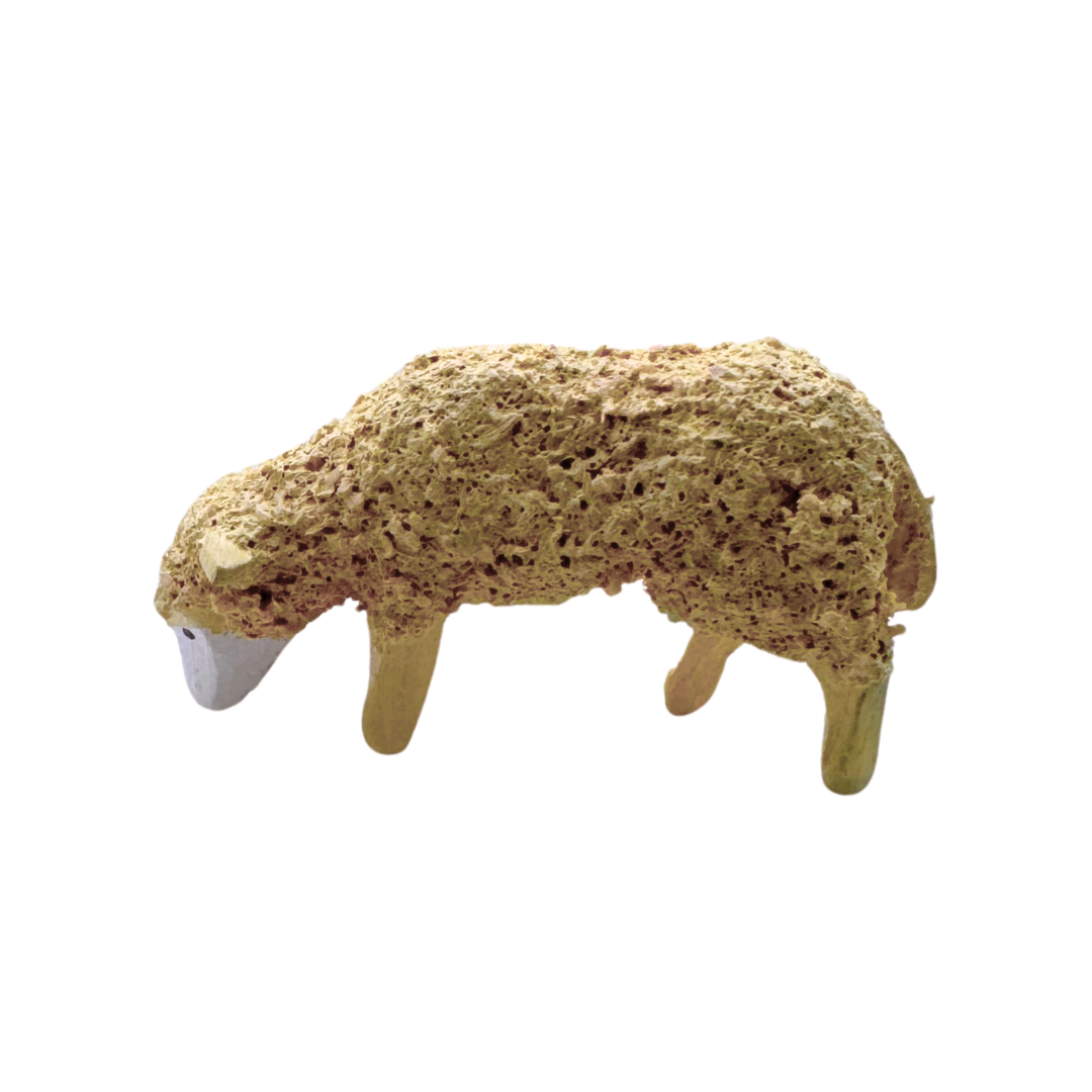 Sheep Eating, hand carved figure by Reifendrehwerk Christian Werner