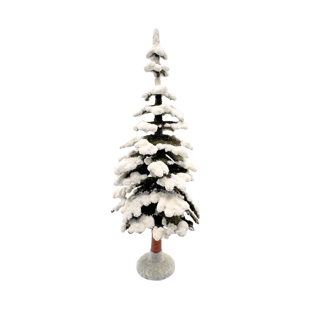 Slim Fir Tree, Winter, 14cm hand carved figure by Reifendrehwerk Christian Werner