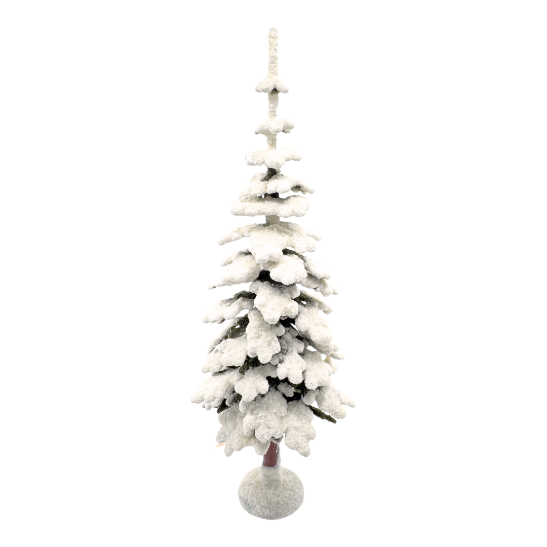 Slim Fir Tree, Winter, 18cm hand carved figure by Reifendrehwerk Christian Werner