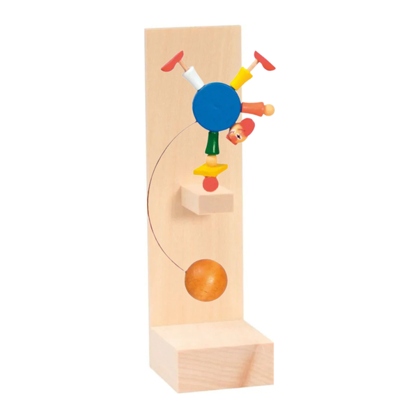 Clown acrobat with role on board, small rocking figure