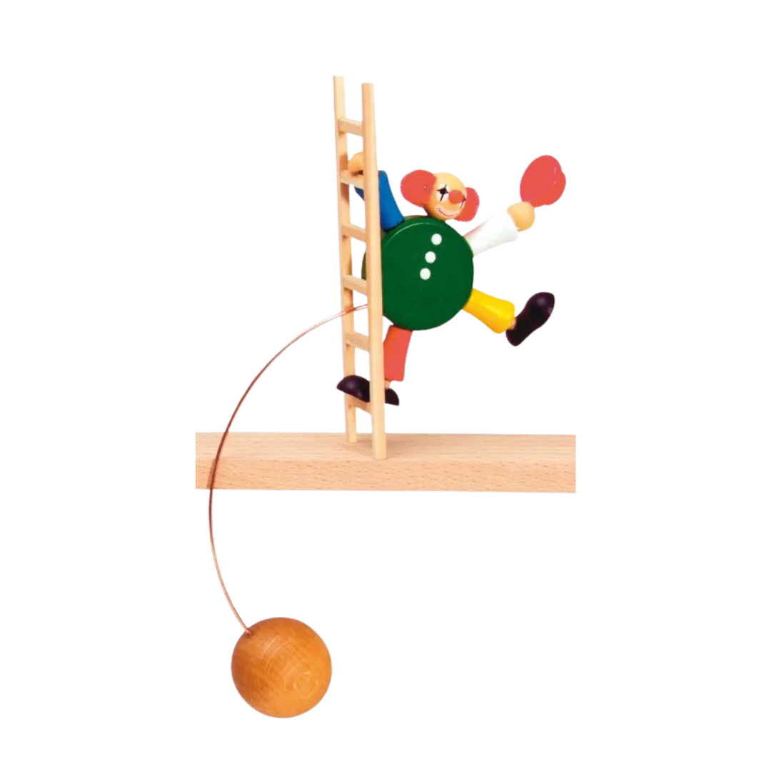 Clown acrobat on ladder, small rocking figure