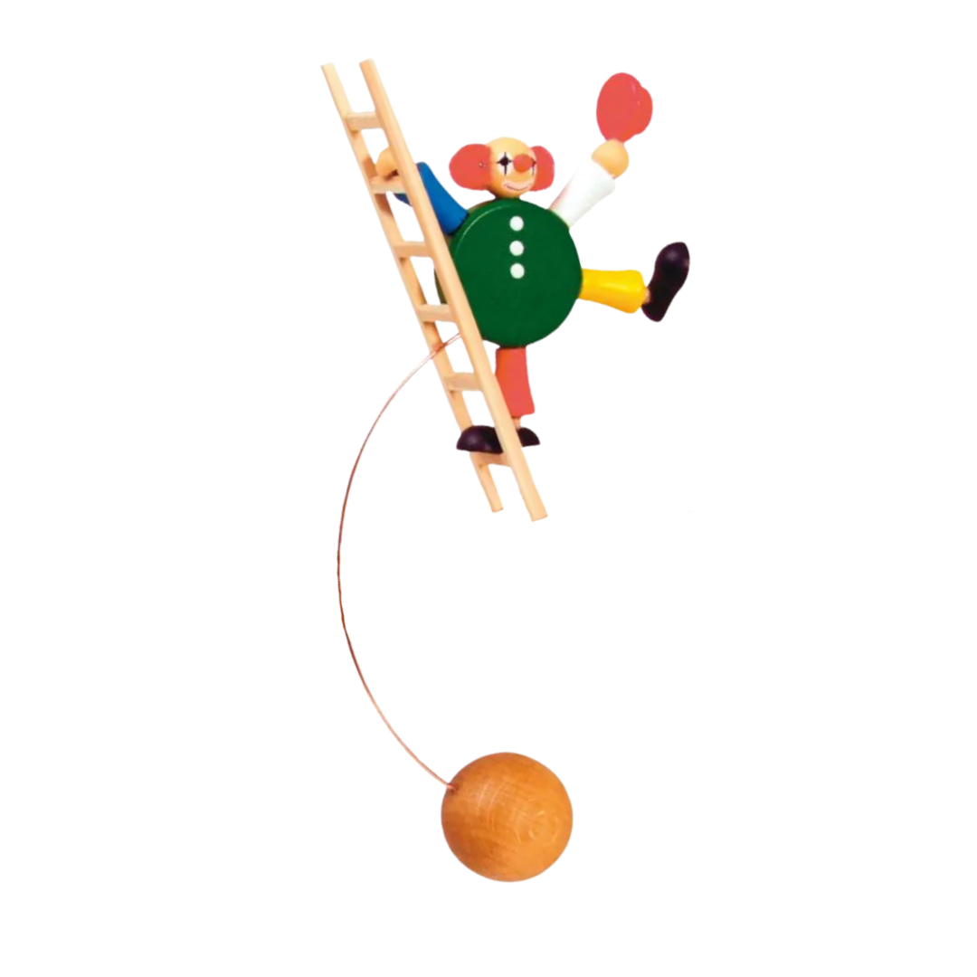 Clown acrobat on ladder, small rocking figure