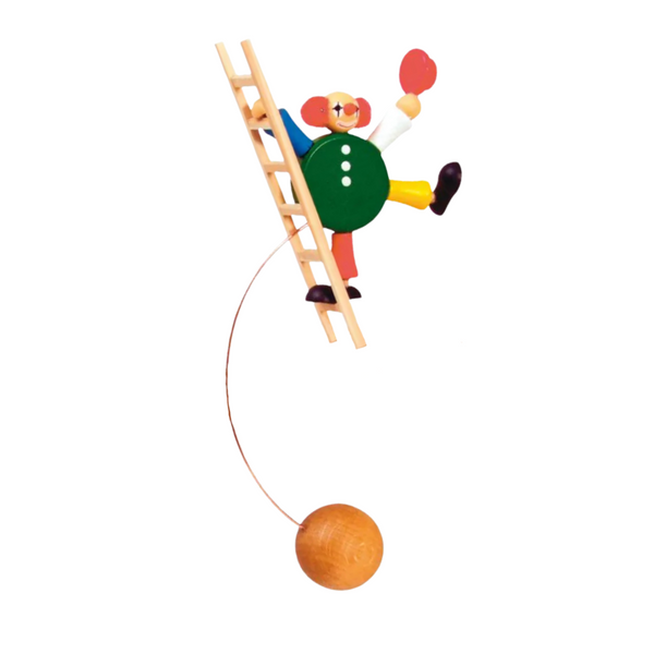 Clown acrobat on ladder, small rocking figure