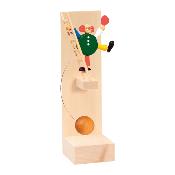 Clown acrobat on ladder, small rocking figure