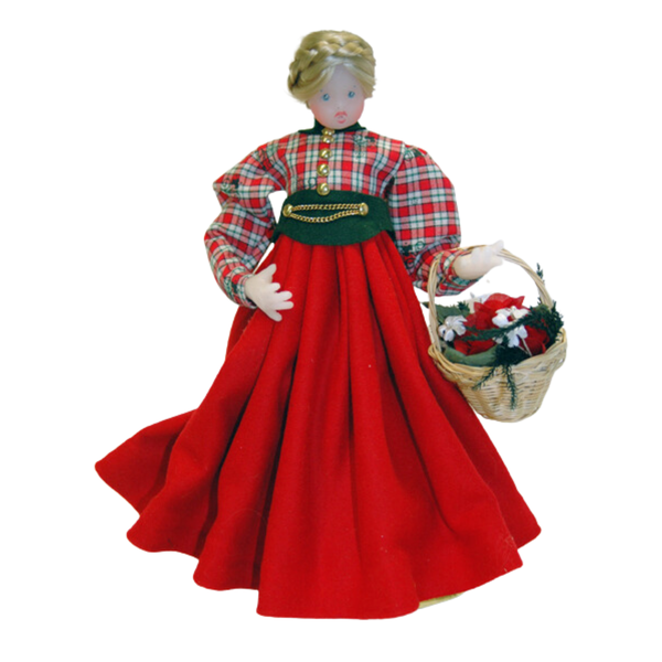 Wax Girl with Red Dress and Braided Hair by Margarete and Leonore Leidel in Iffeldorf