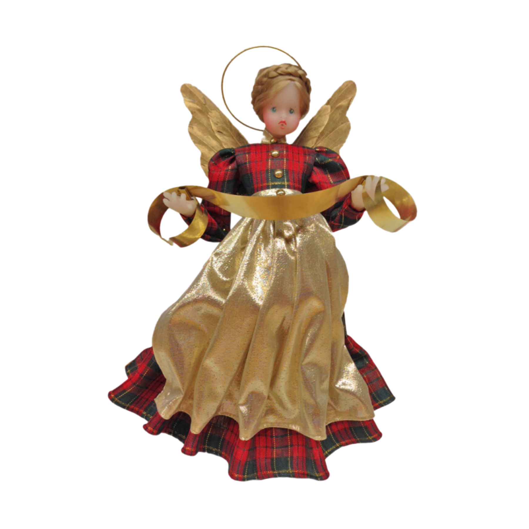 Wax Angel with Red/Green Plaid Dress by Margarete and Leonore Leidel in Iffeldorf