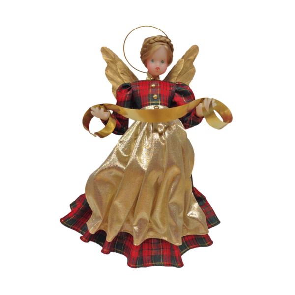 Wax Angel with Red/Green Plaid Dress by Margarete and Leonore Leidel in Iffeldorf