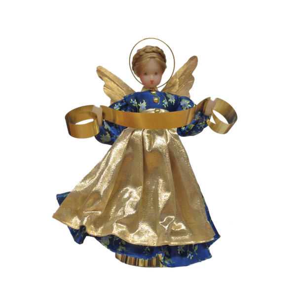 Wax Angel with Blue Dress and Braided Hair by Margarete and Leonore Leidel in Iffeldorf