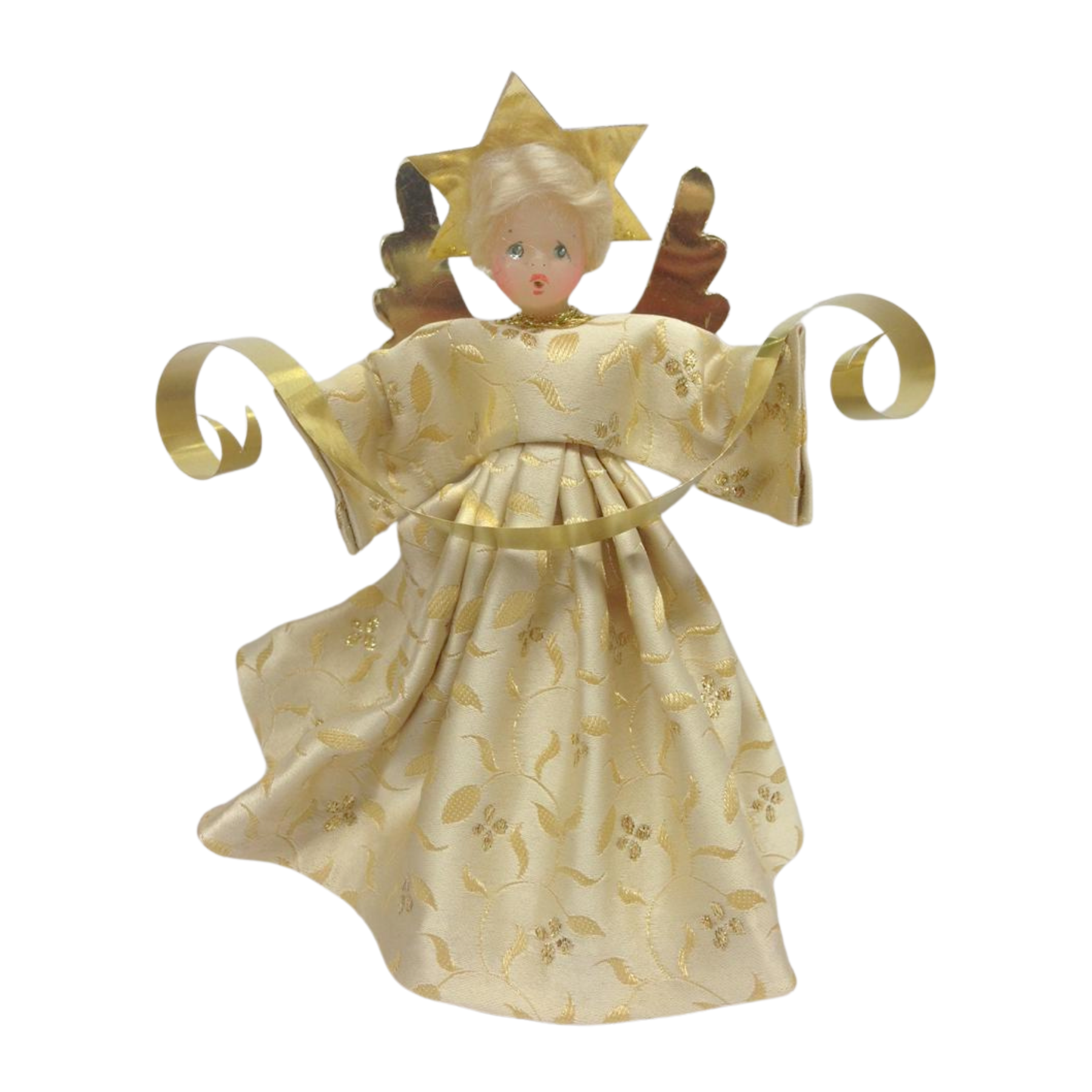 Beige Leaf Brocade Wax Ange by Margarete and Leonore Leidel in Iffeldorf