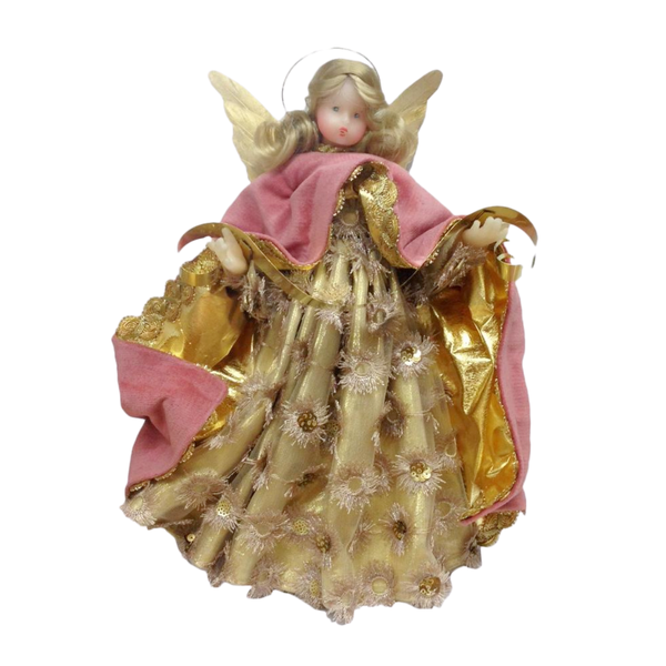 Large Pink Tulle Flowered Wax Angel by Margarete and Leonore Leidel in Iffeldorf