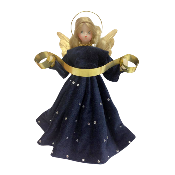 Dark Blue with Rhinestones Wax Angel by Margarete and Leonore Leidel in Iffeldorf