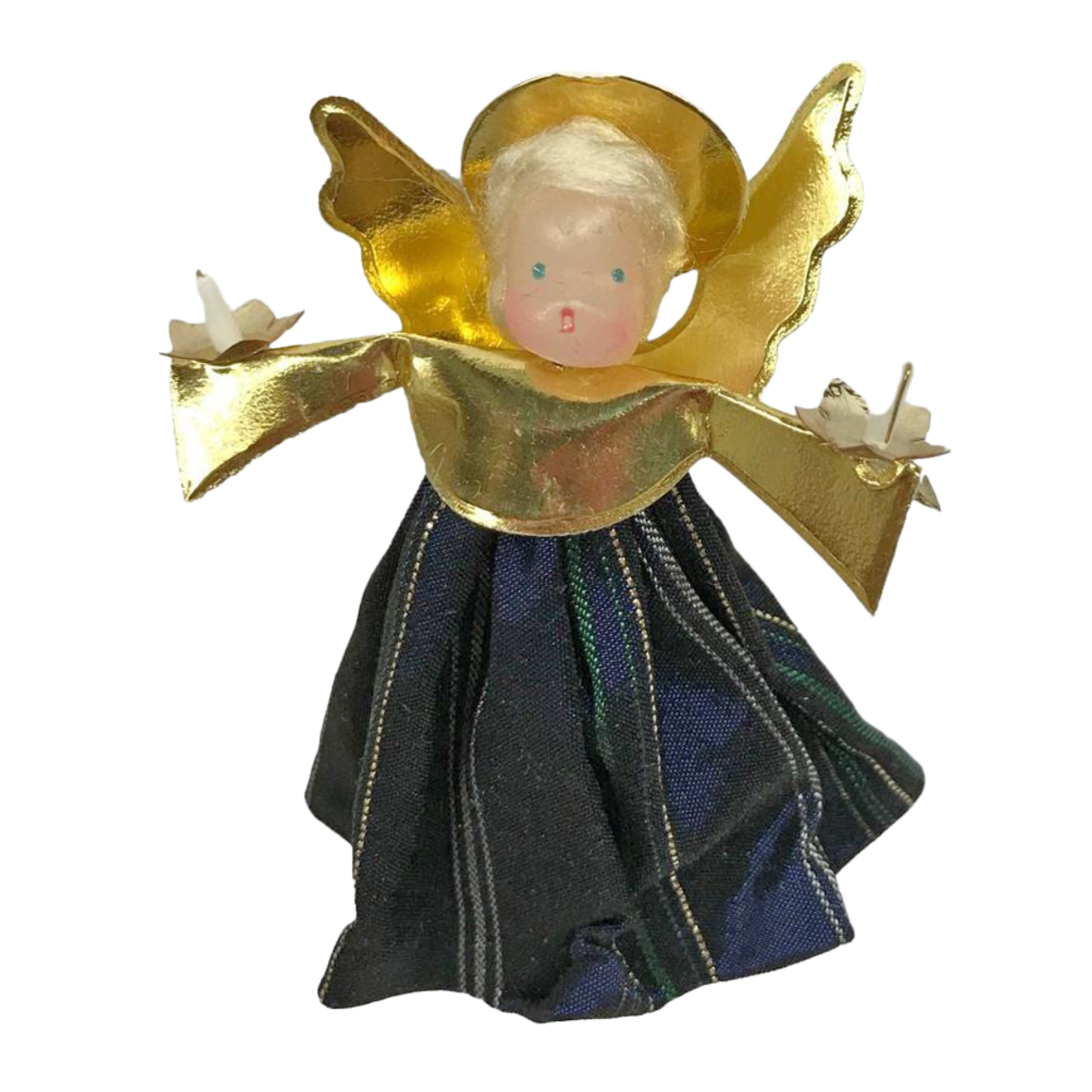 Blue Wax Clip-On Angel Ornament by Margarete and Leonore Leidel in Iffeldorf
