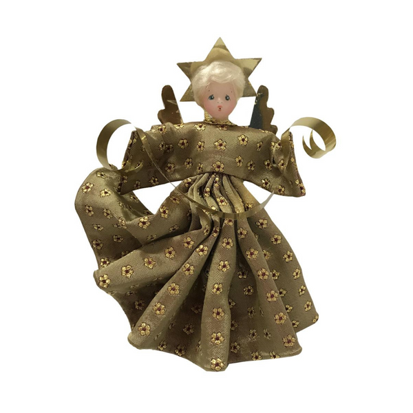 Wax Angel ornament, taupe with flowers by Lenore Leidel in Iffeldorf
