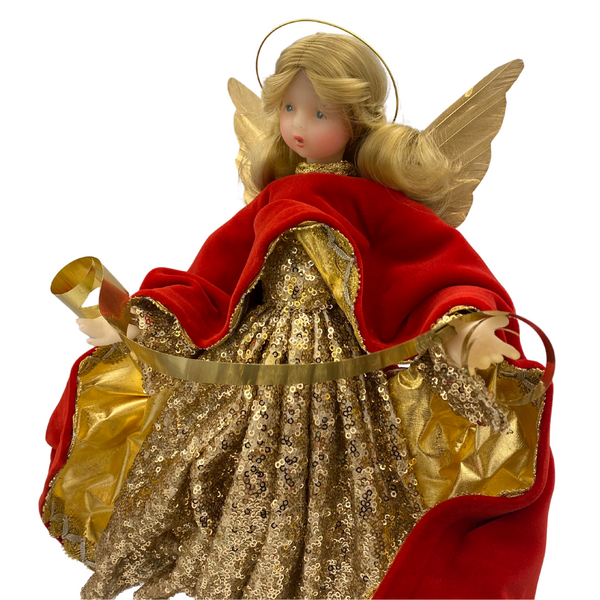 Angel, Red Cloak/Gold Sequen Dress by Lenore Leidel