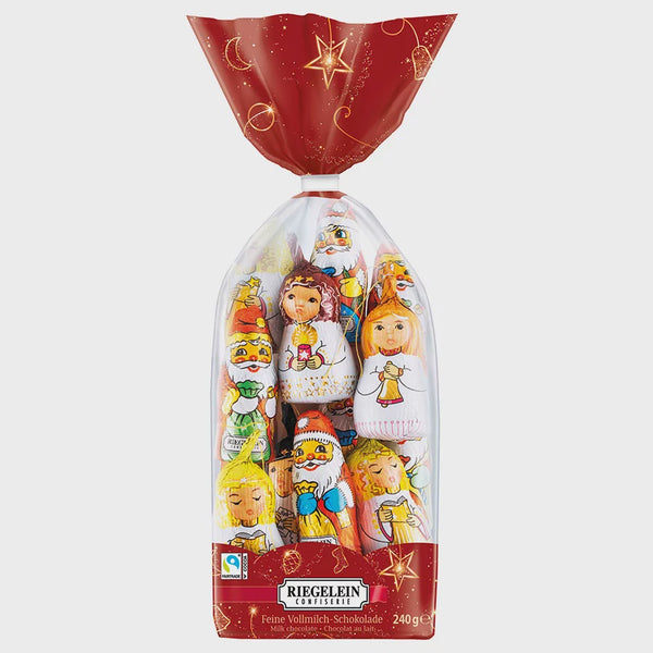 Riegelein Milk Chocolate Santas and Angels Tree Decorations Bag