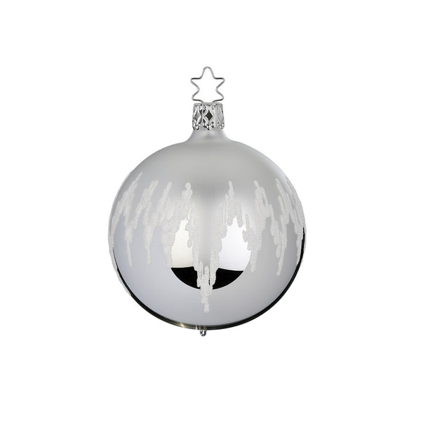 Festive Joy Ball, silver shiny, 2.4" by Inge Glas of Germany