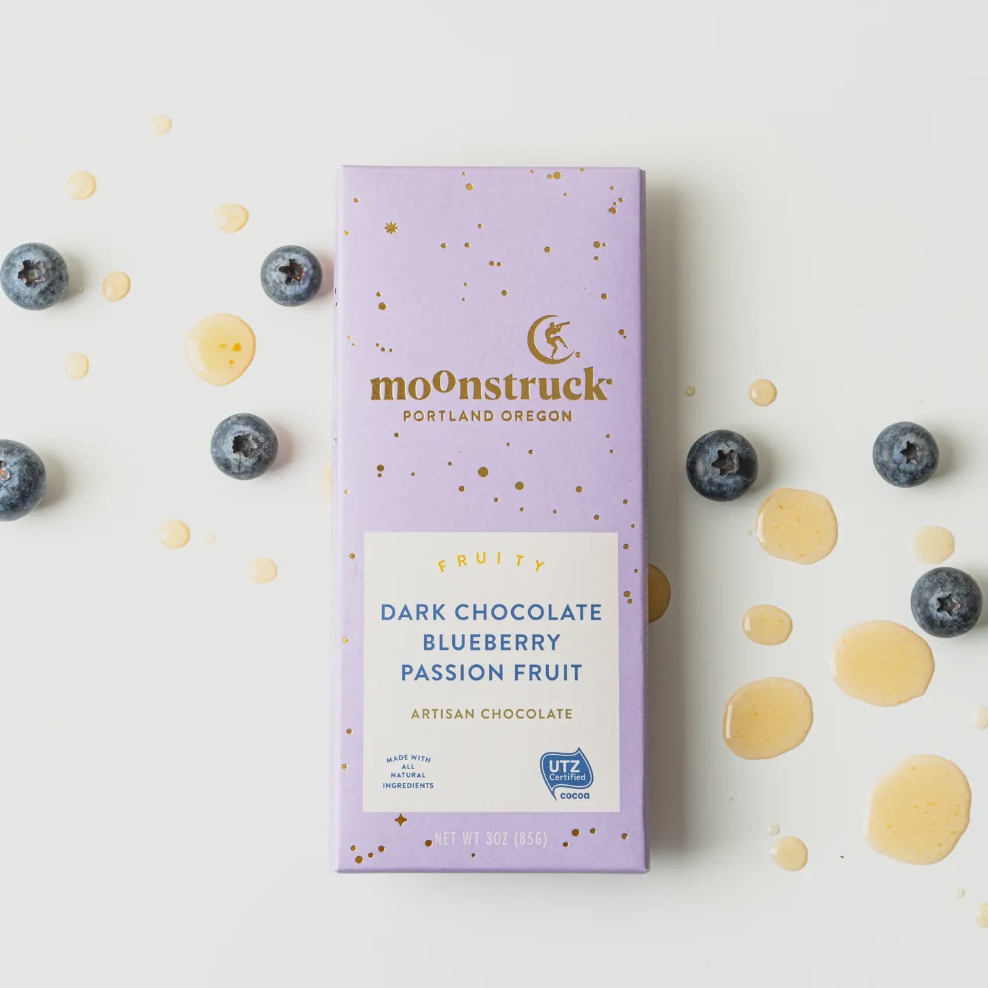 Fruity Dark Chocolate Blueberry Passion Fruit Bar