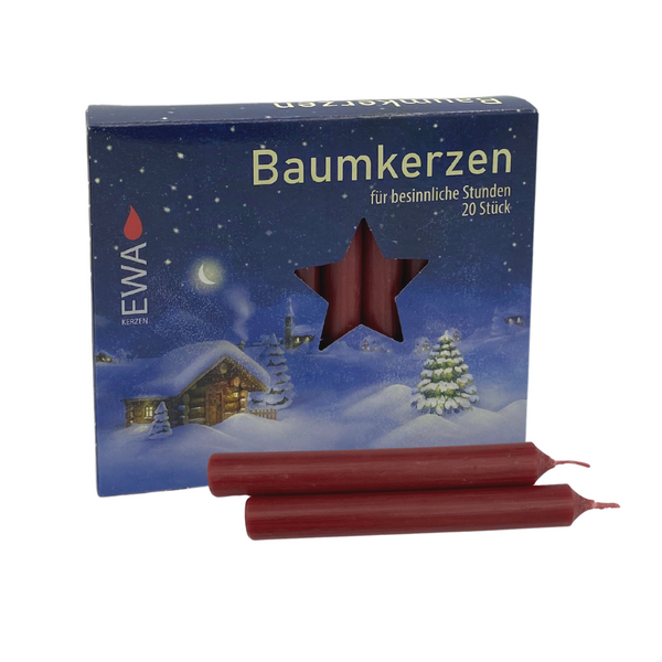 Tree Candles, Bordeaux, 13mm, 20 pack  by EWA Kerzen