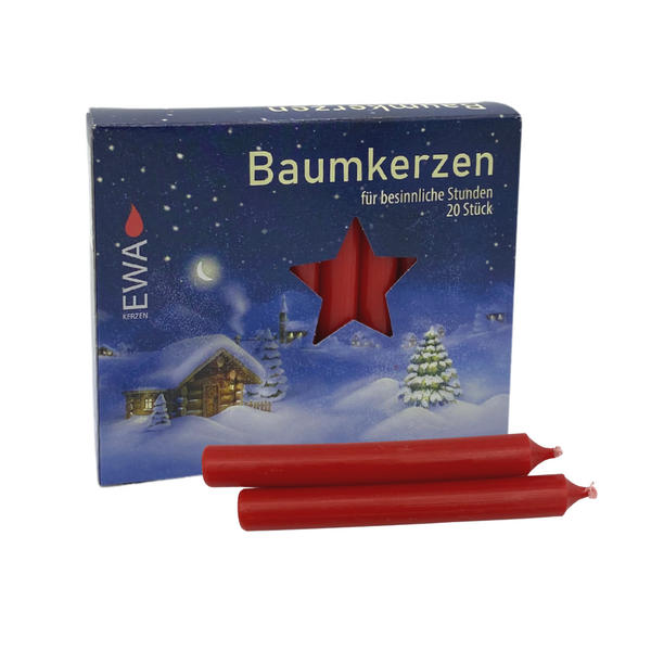 Tree Candle, Red, 13mm, 20 pack  by EWA Kerzen