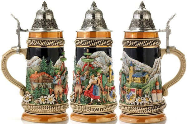 German Bavaria Beer Stein, Painted by King Werk GmbH and Co