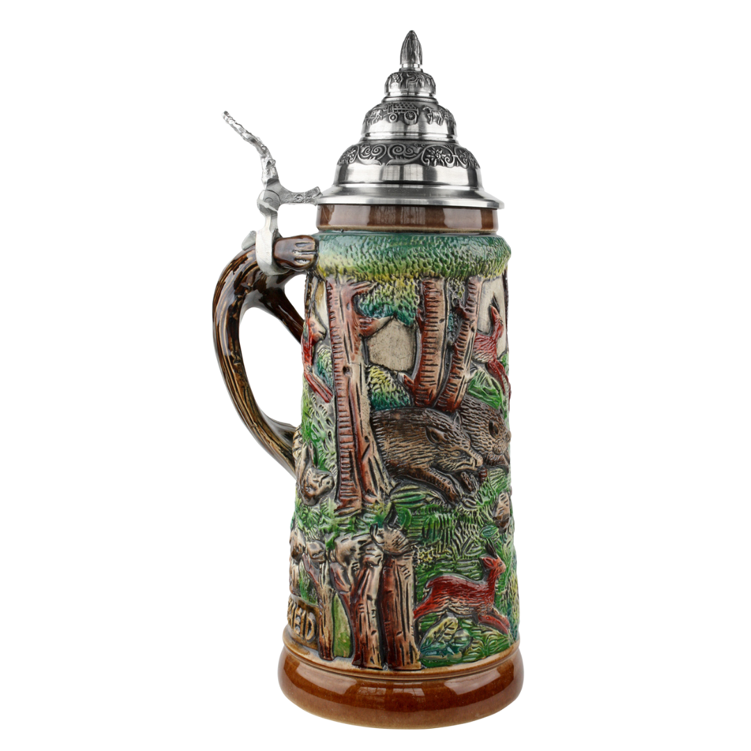 Large hunter Stein with Fox Handle Stein by King Werk GmbH and Co