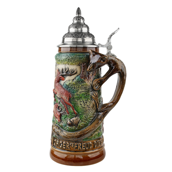 Large hunter Stein with Fox Handle Stein by King Werk GmbH and Co