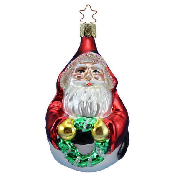 Rolly Poly Santa with Wreath by Inge Glas of Germany