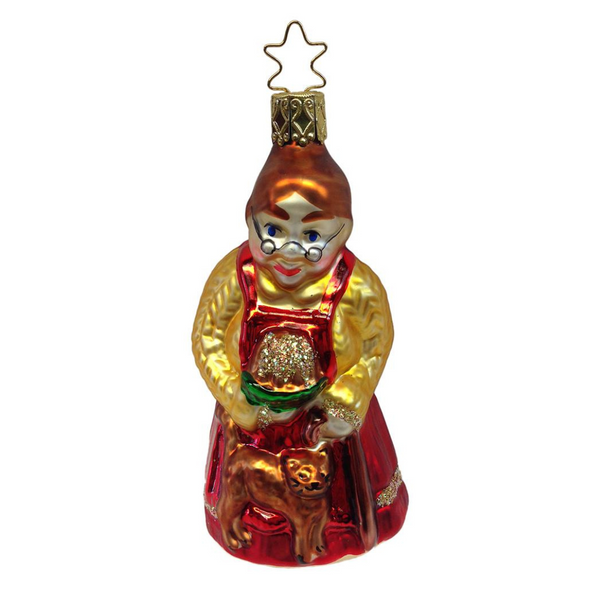 Grandma with Glittered Pudding Ornament by Inge Glas of Germany